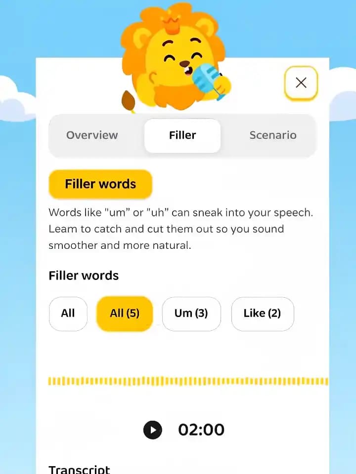 Oompf feedback screen for communication practice