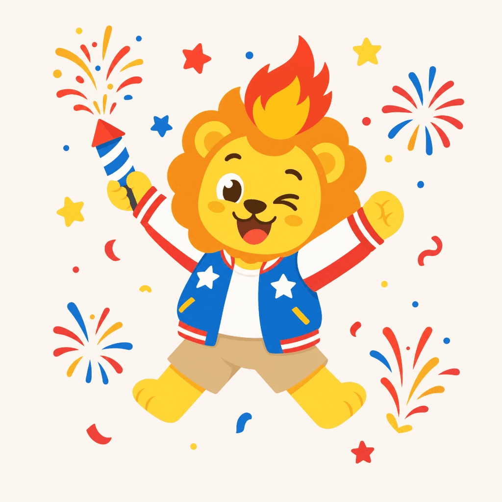 The Filler Firework voice personality illustration: Bright ideas with a few sparks between them.